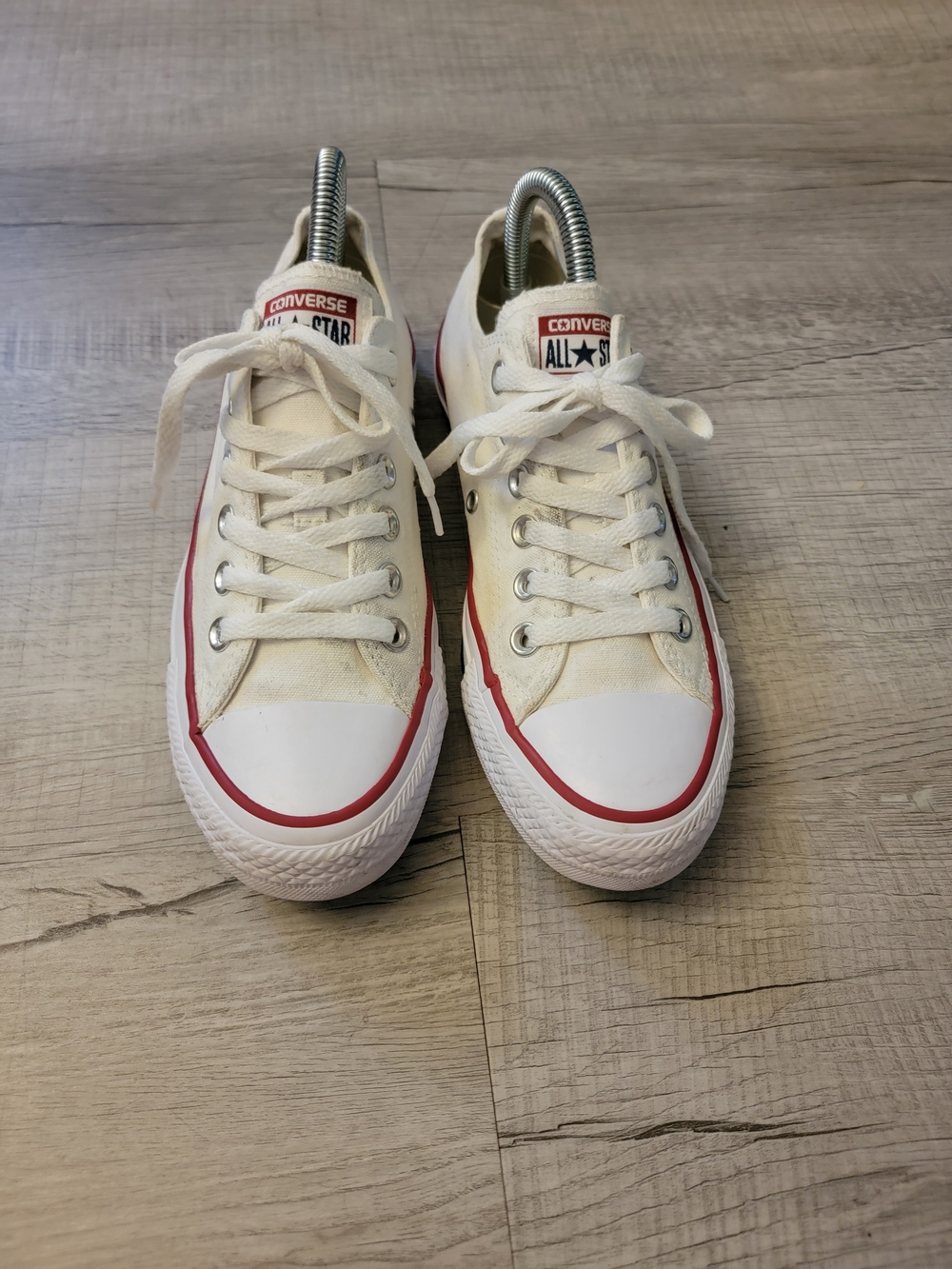 Converse All Star Low Top Sneakers - White with Red Trim